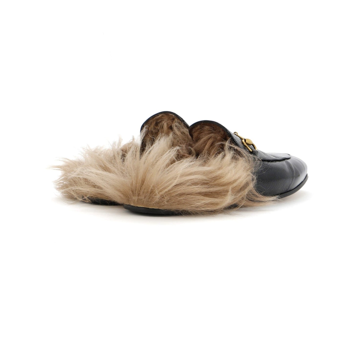 Gucci Women'S Princetown Mules Patent With Fur