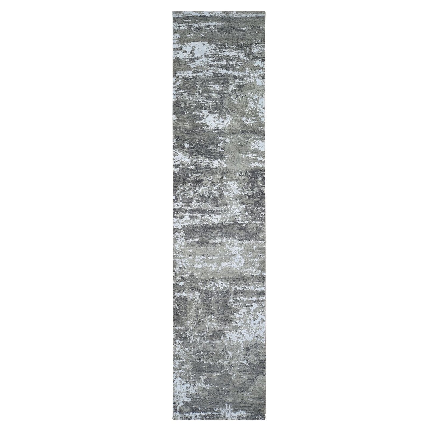 2'6"X12' Wool Denser Weave Abstract Design Hand Knotted Rug