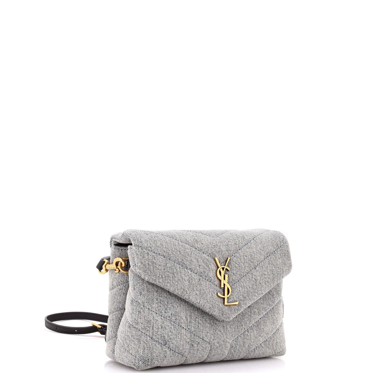 Saint Laurent Loulou Shoulder Bag Matelasse Chevron Denim Toy