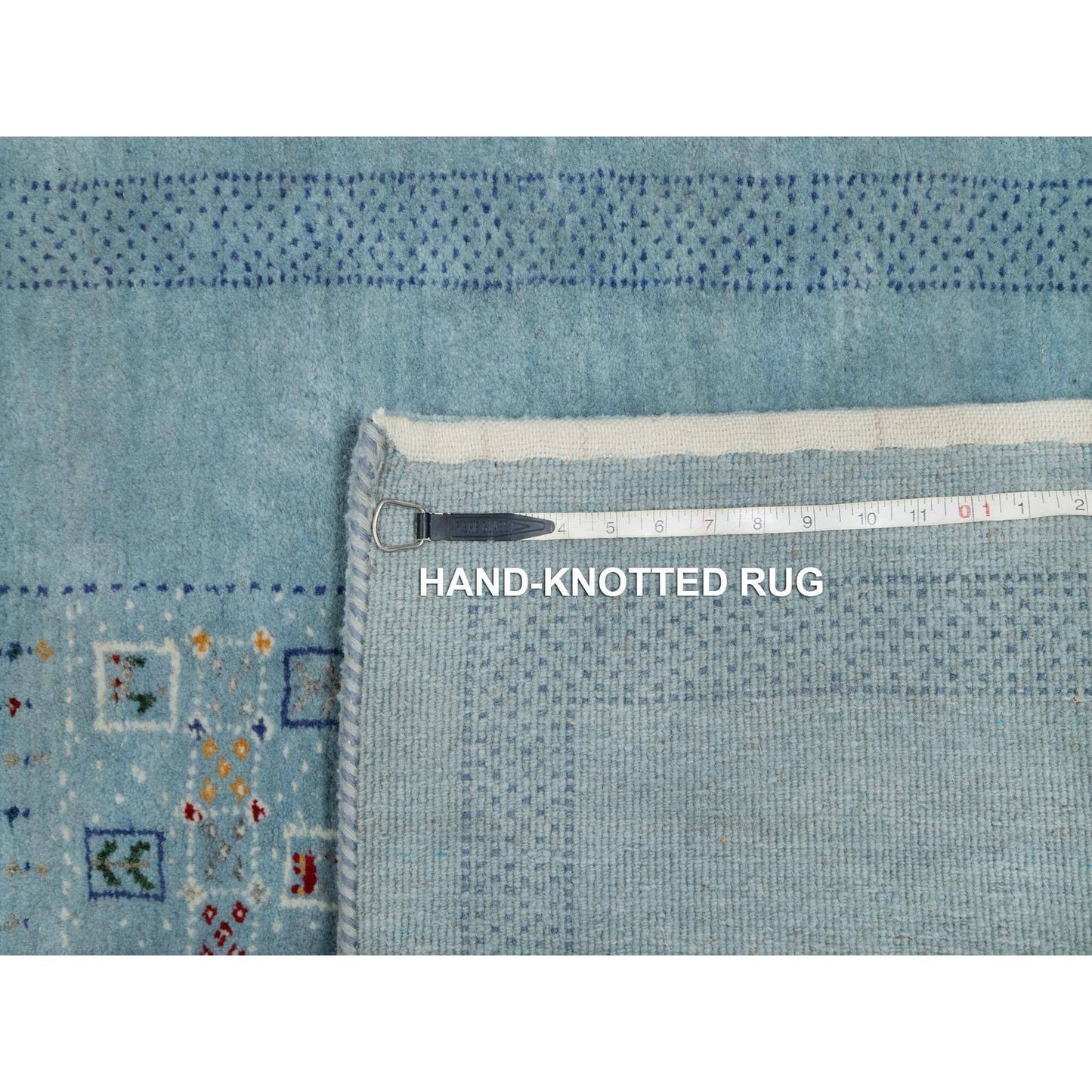 3'X5'6" Stone Blue Small Animal Figurines Modern Hand Knotted Wool Rug