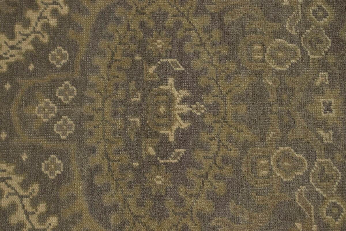 Handmade Brown Floral Oriental Rug Transitional