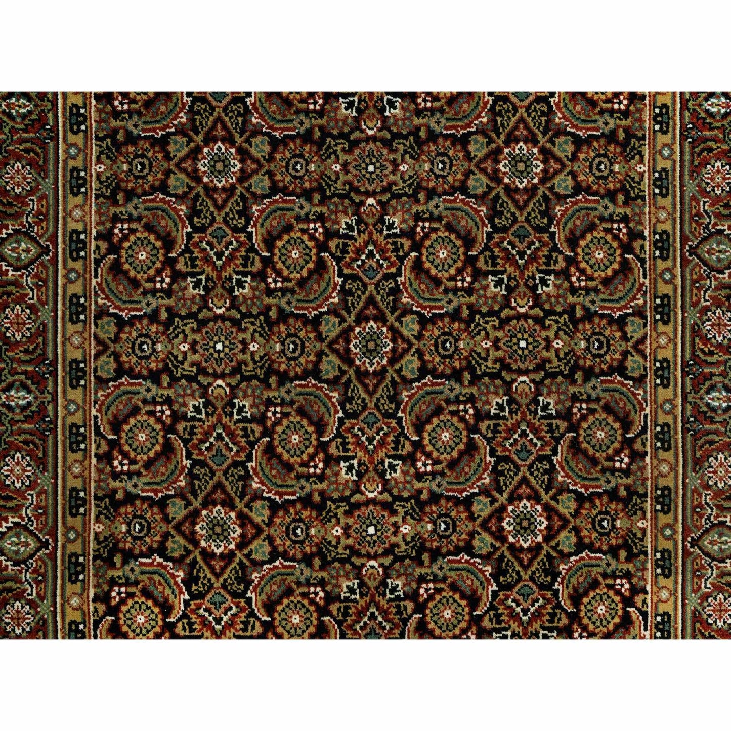 4'X11'9" Hague Blue Fish Herati Design Hand Knotted Wide Runner Rug