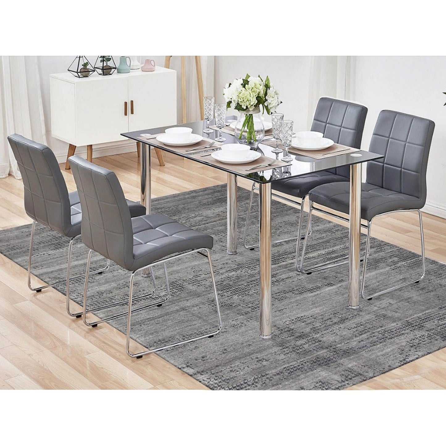 8'X10'1" Black And Gray Modern Design Pure Silk Hand Knotted Rug