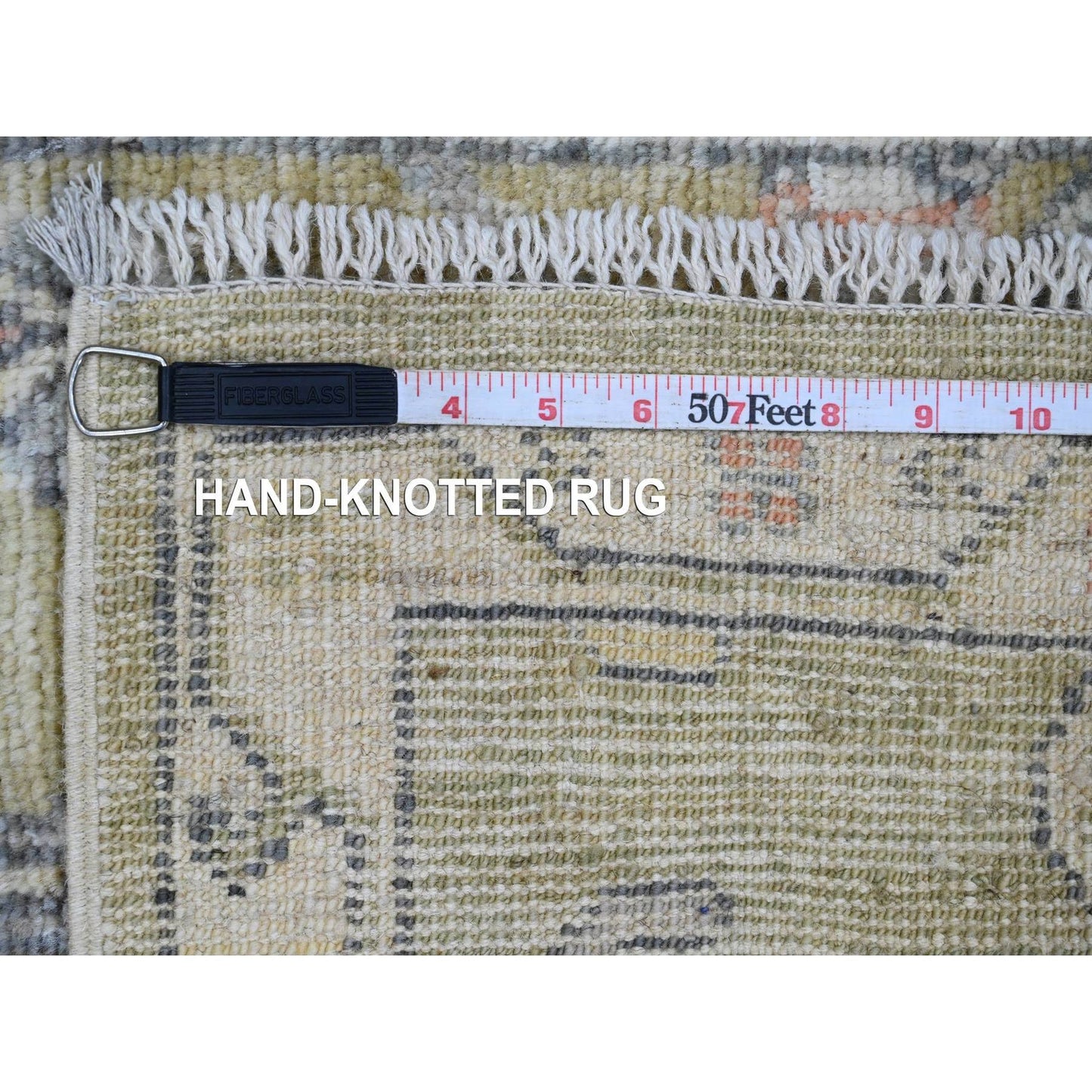 2'X3' Green Hand Knotted Afghan Angora Oushak Vines Design Wool Mat Rug