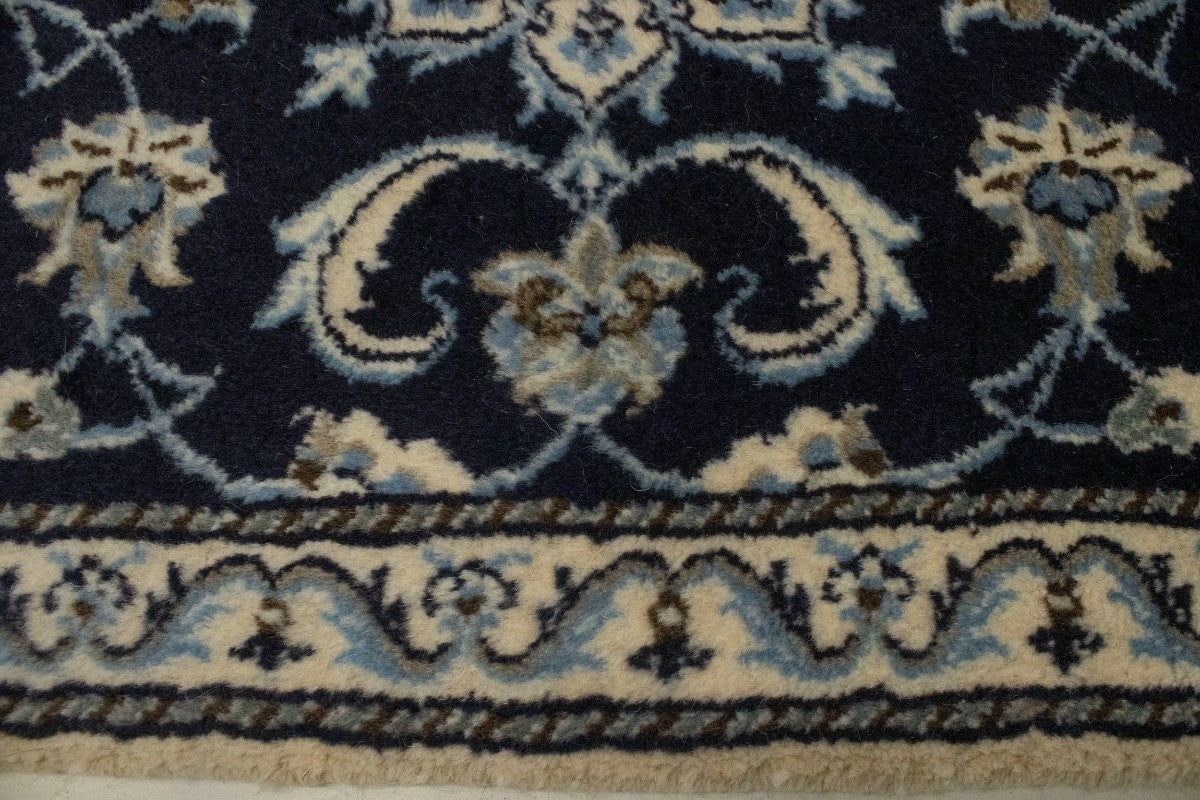 Nain Oriental Rug Small Classic Navy Floral Design Thick Pile Carpet 2'3X4'7 ft