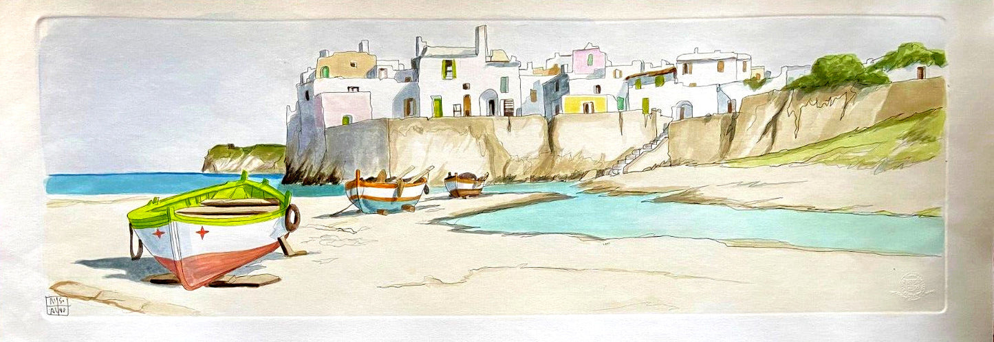 Aldo Riso 'Boats On The Shore' Stunning Hand