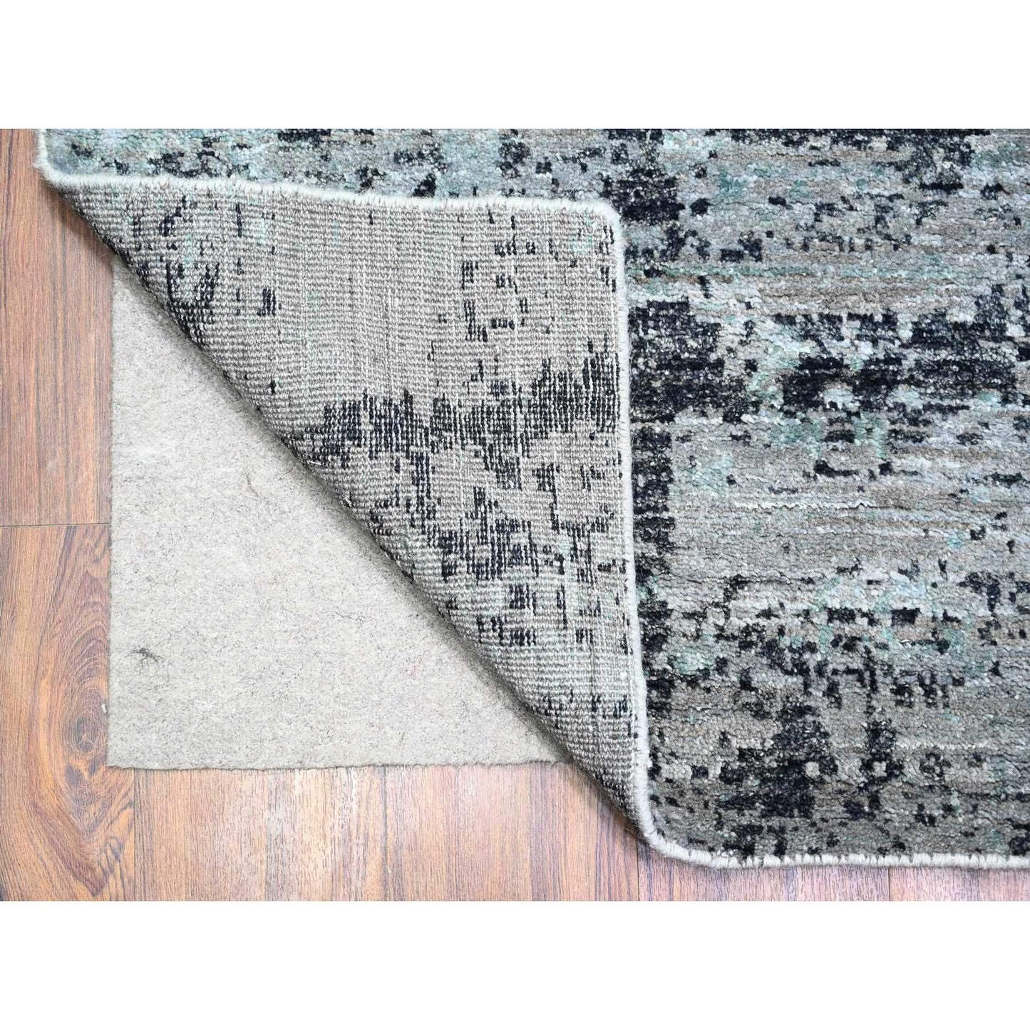 8'10"X12'9" Cloud Gray Modern Galaxy Design Pure Wool Hand Knotted Rug