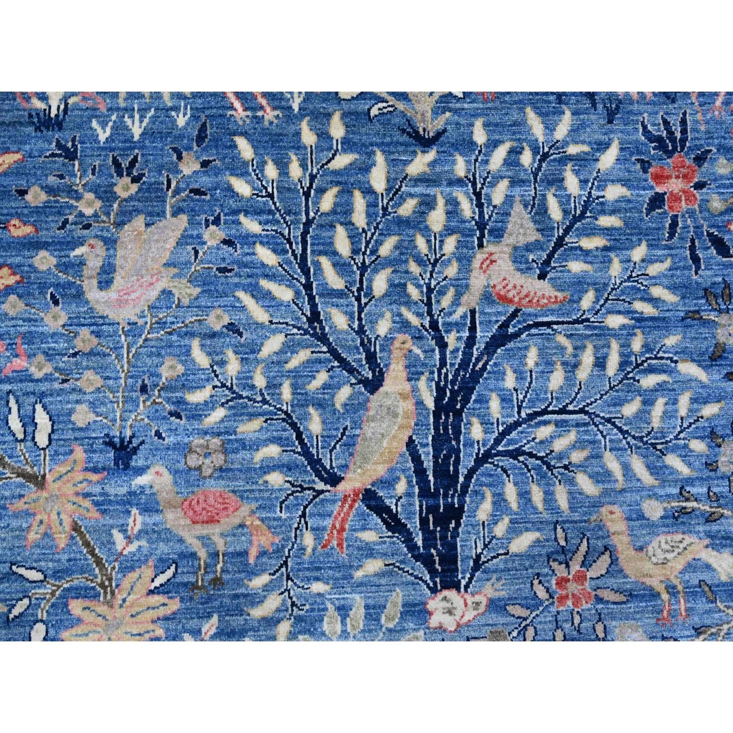 9'X11'10" Blue Wool Tree Of Life Peshawar Hand Knotted Oriental Rug