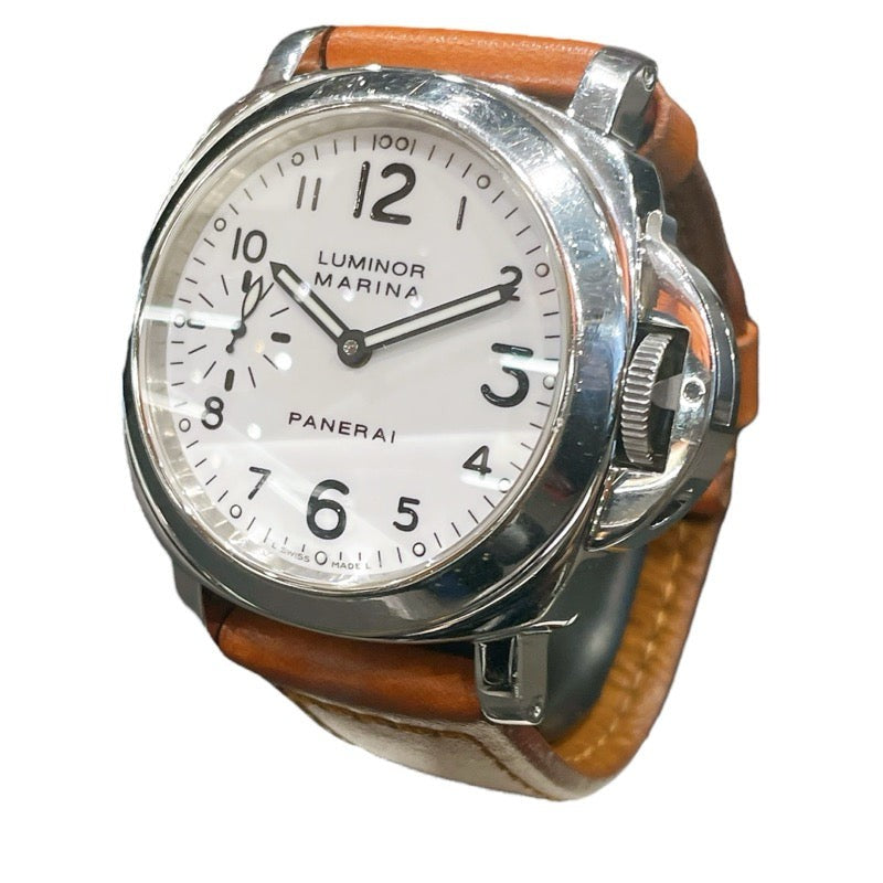 Panerai Luminor Marina Pam00003 White Silver Leather Strap