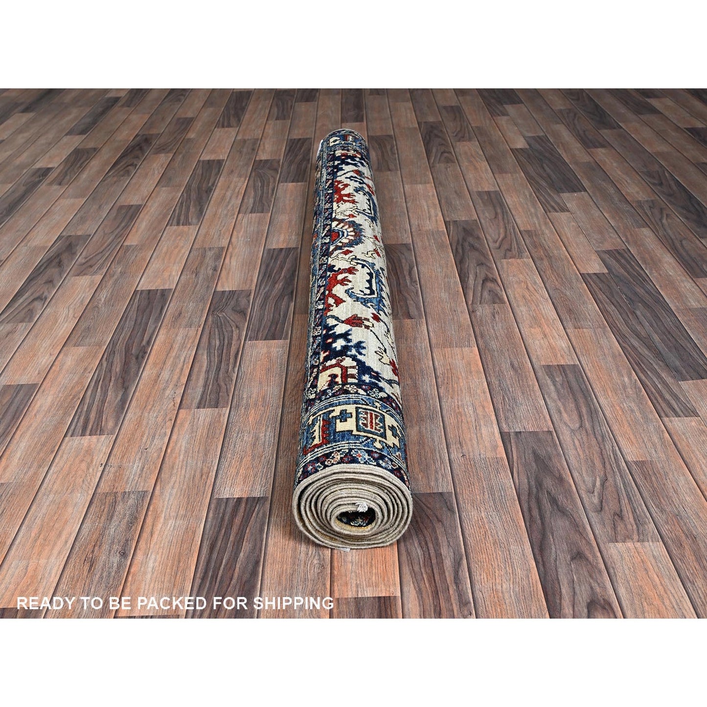 5'3"X8'6" Ivory Zoroastrian With Serrated Gul Motif Wool Hand Knotted Rug