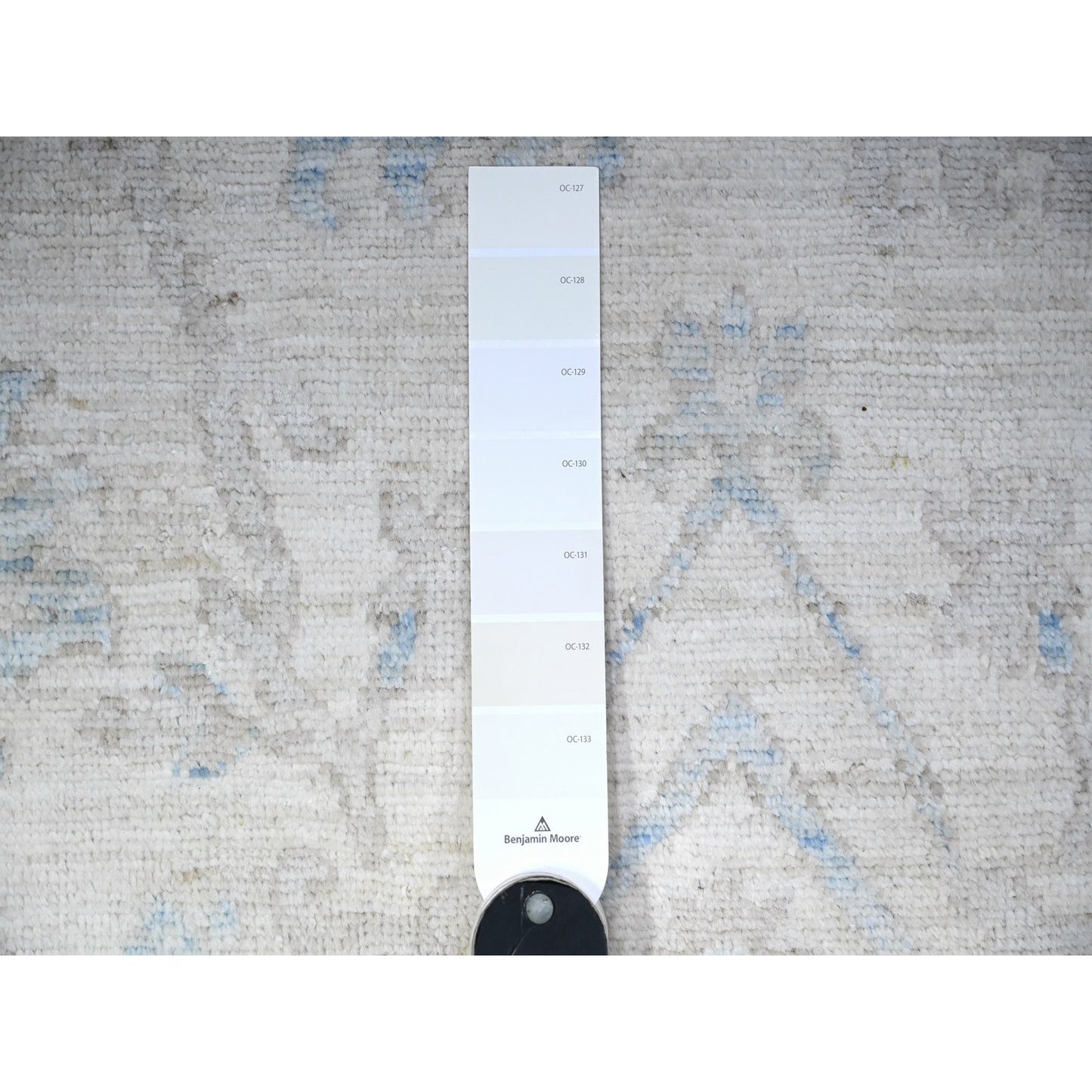 9'X11'9" Vista White Hand Knotted Pure Wool Stone Wash Peshawar Rug