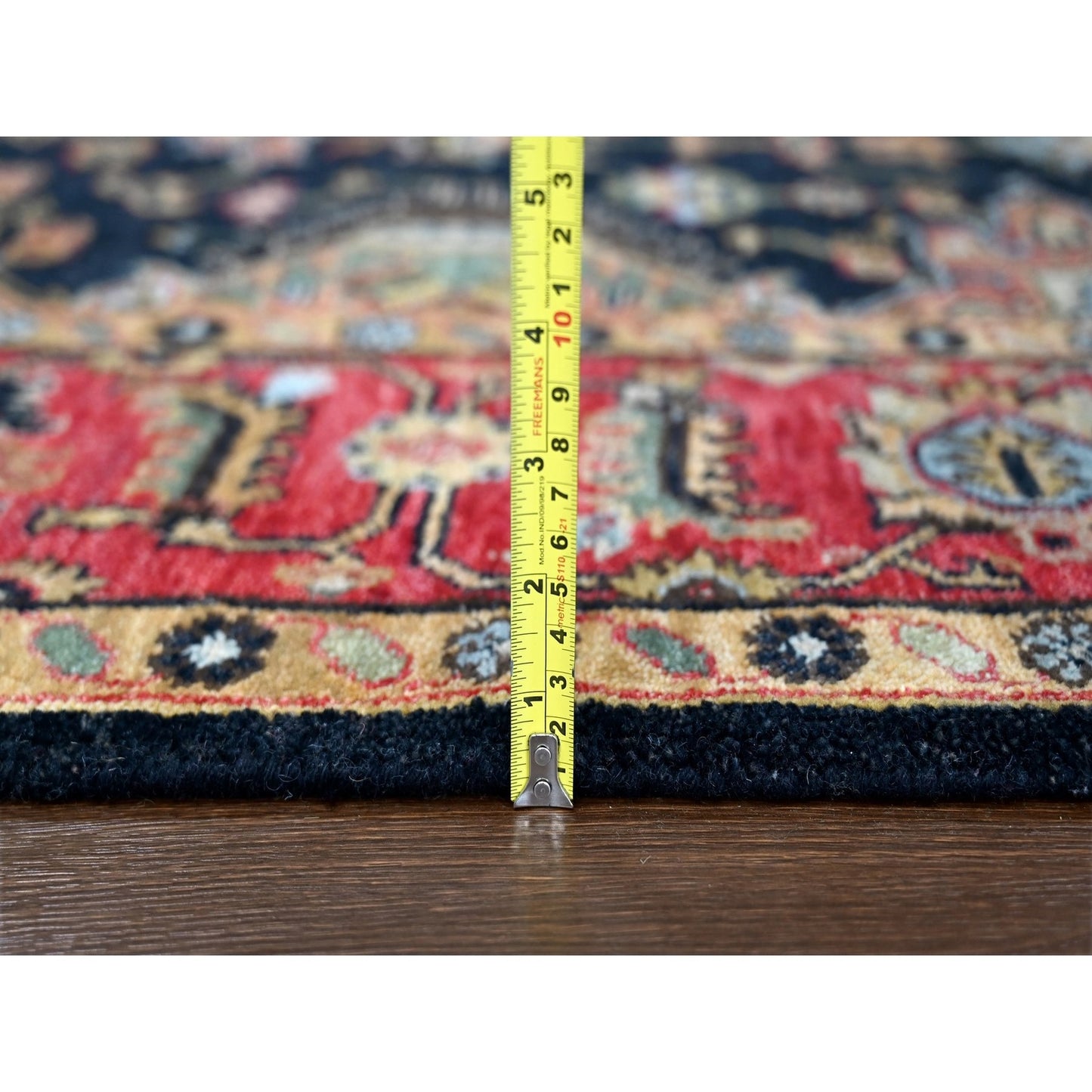 6'X9' Retro Black Hand Knotted Karjihooz Design Natural Wool Oriental Rug