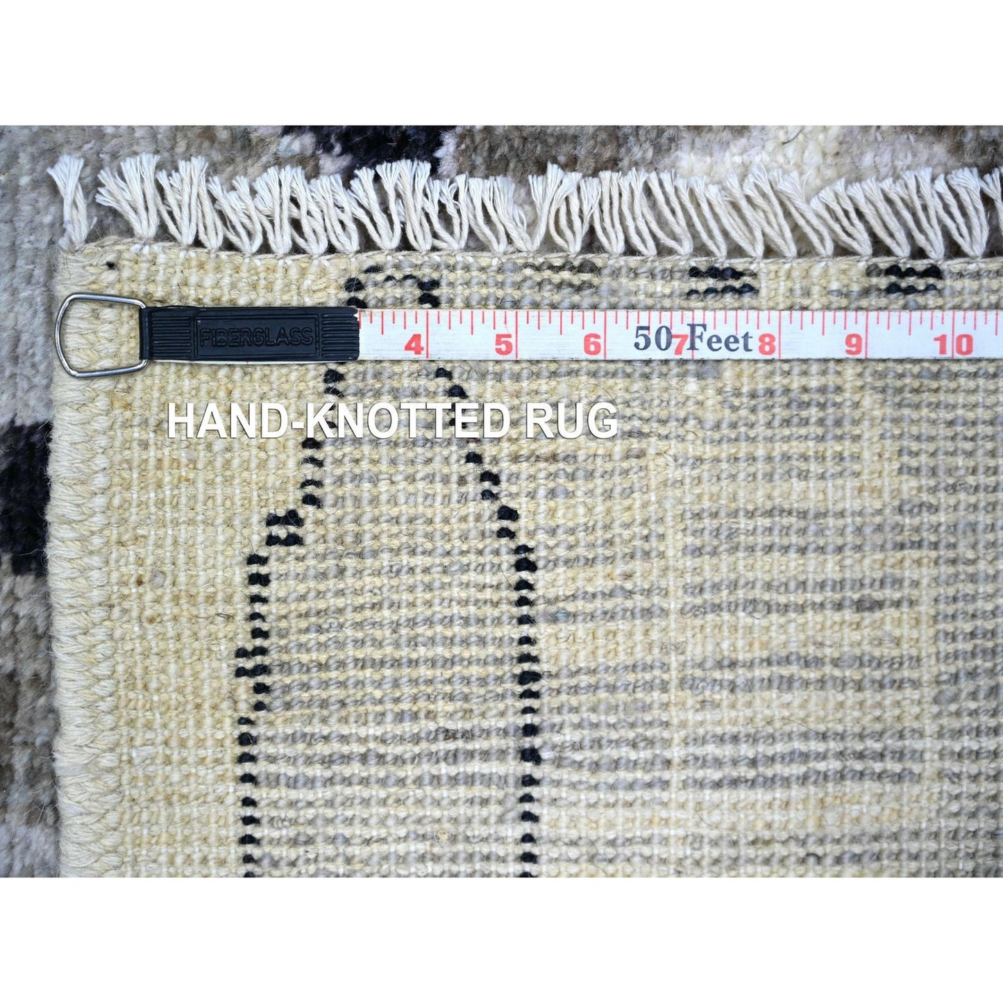 2'7"X9'9" Ivory Moroccan Berber Design Wool Hand Knotted Runner Rug