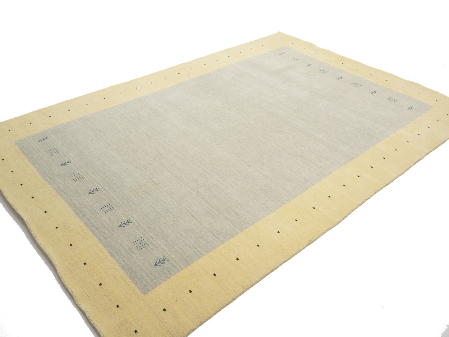 Hand-Loomed Gabbeh Border Rug Plush Tribal Carpet