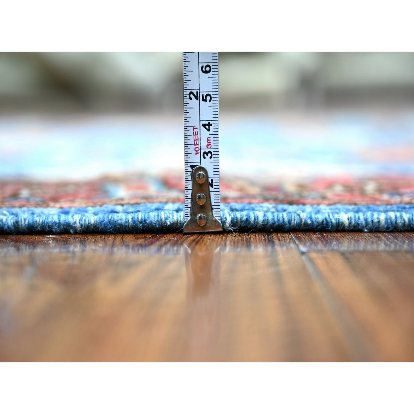 3'7"X21'8" Blue Fine Aryana Hand Knotted Natural Dyes Runner Oriental Rug