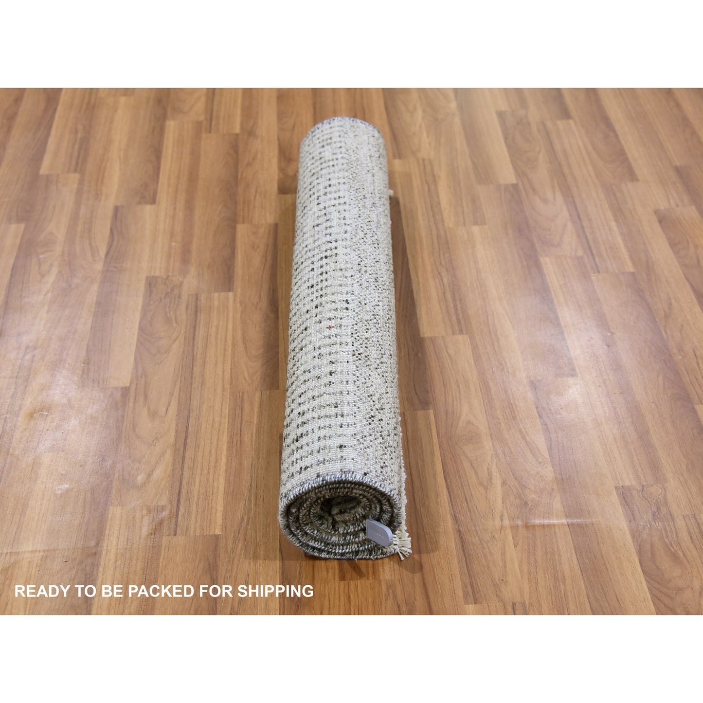 2'5"X4'1" Ice Gray Grass Design Undyed 100% Wool Hand Knotted Rug