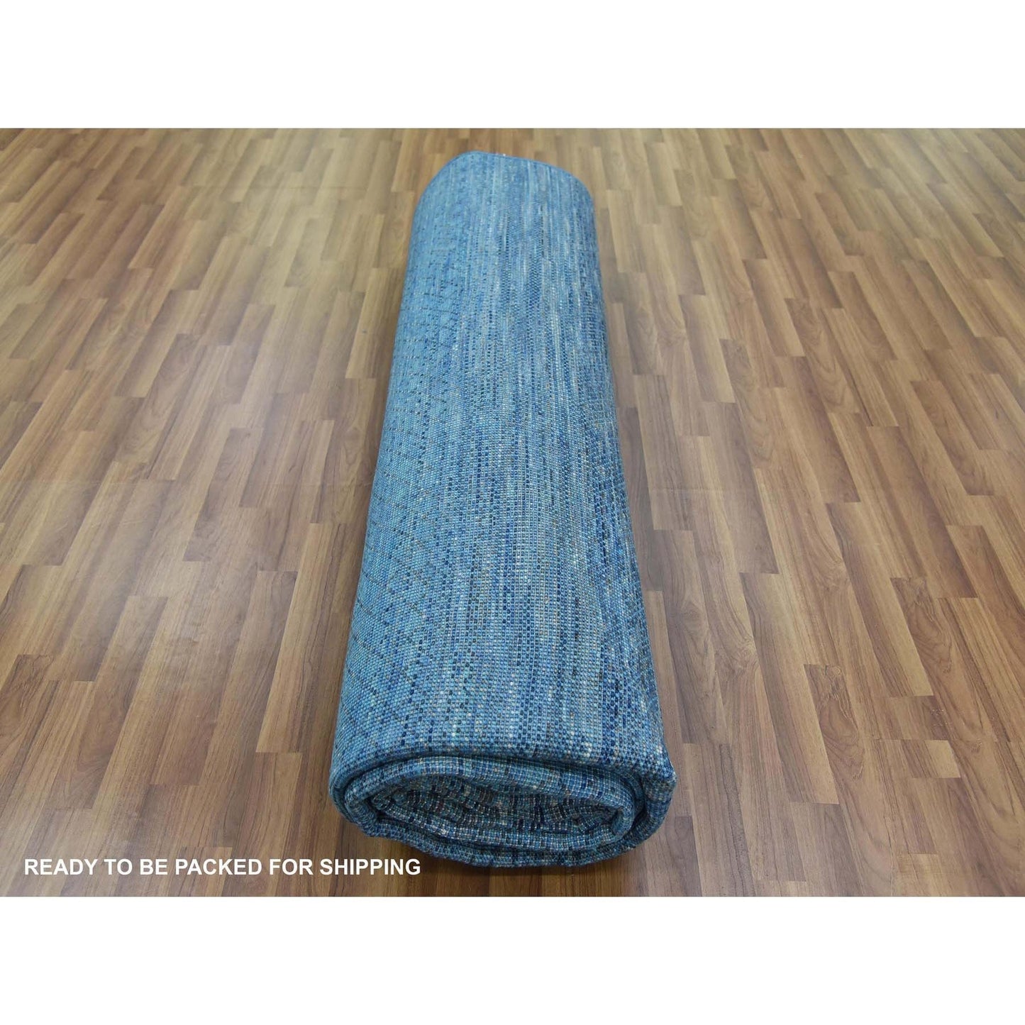 10'X14'3" Blue Modern Chiaroscuro Collection Pure Wool Hand Knotted Rug