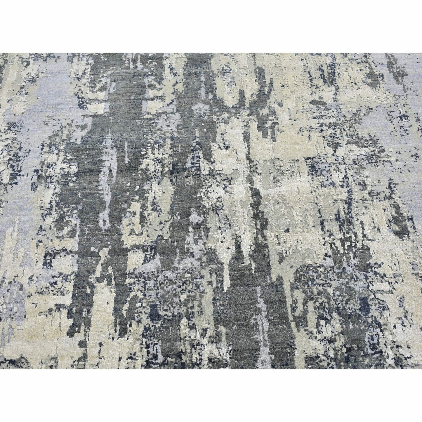 8'2"X10'2" Abstract Design Wool And Pure Silk Hand Knotted Oriental Rug