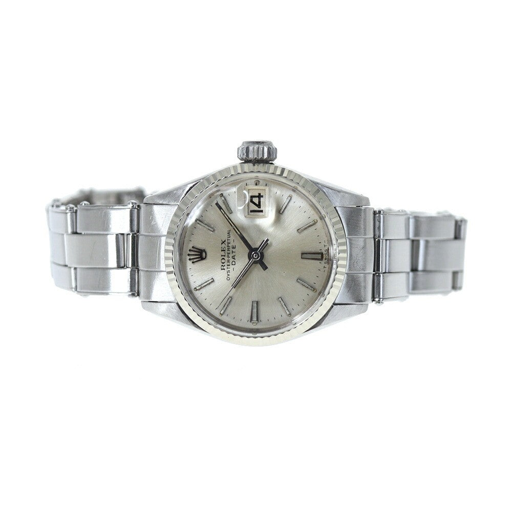 Rolex Oyster Date 6517 Silver Case Size 26.0Mm Ladies Used Watch #61423