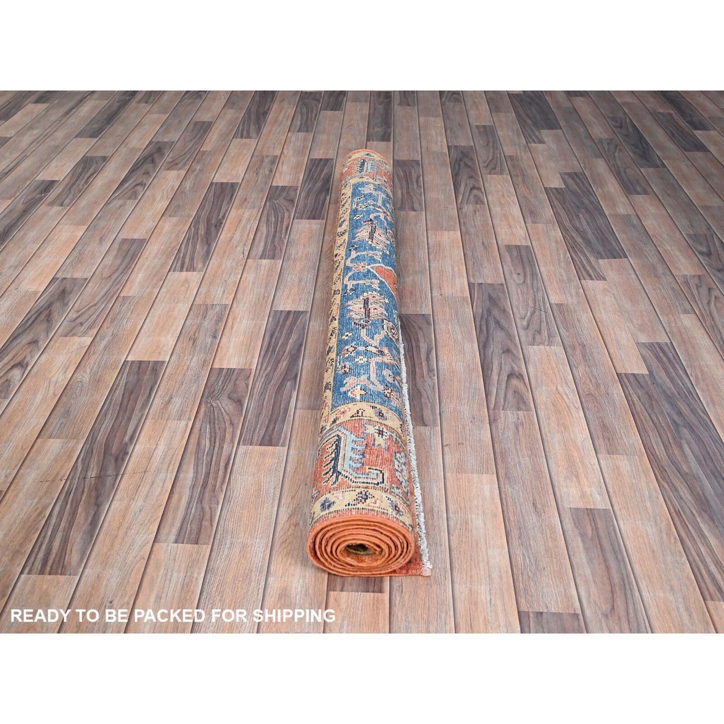 4'9"X6'6" Persimmon Orange Afghan Seeripe Heris Wool Hand Knotted Rug