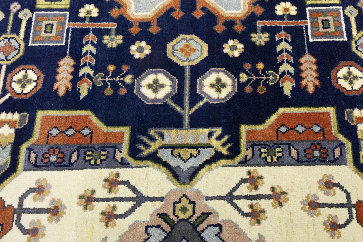 9X12 ft Navy Tribal Heriz Serapi Wool Oriental