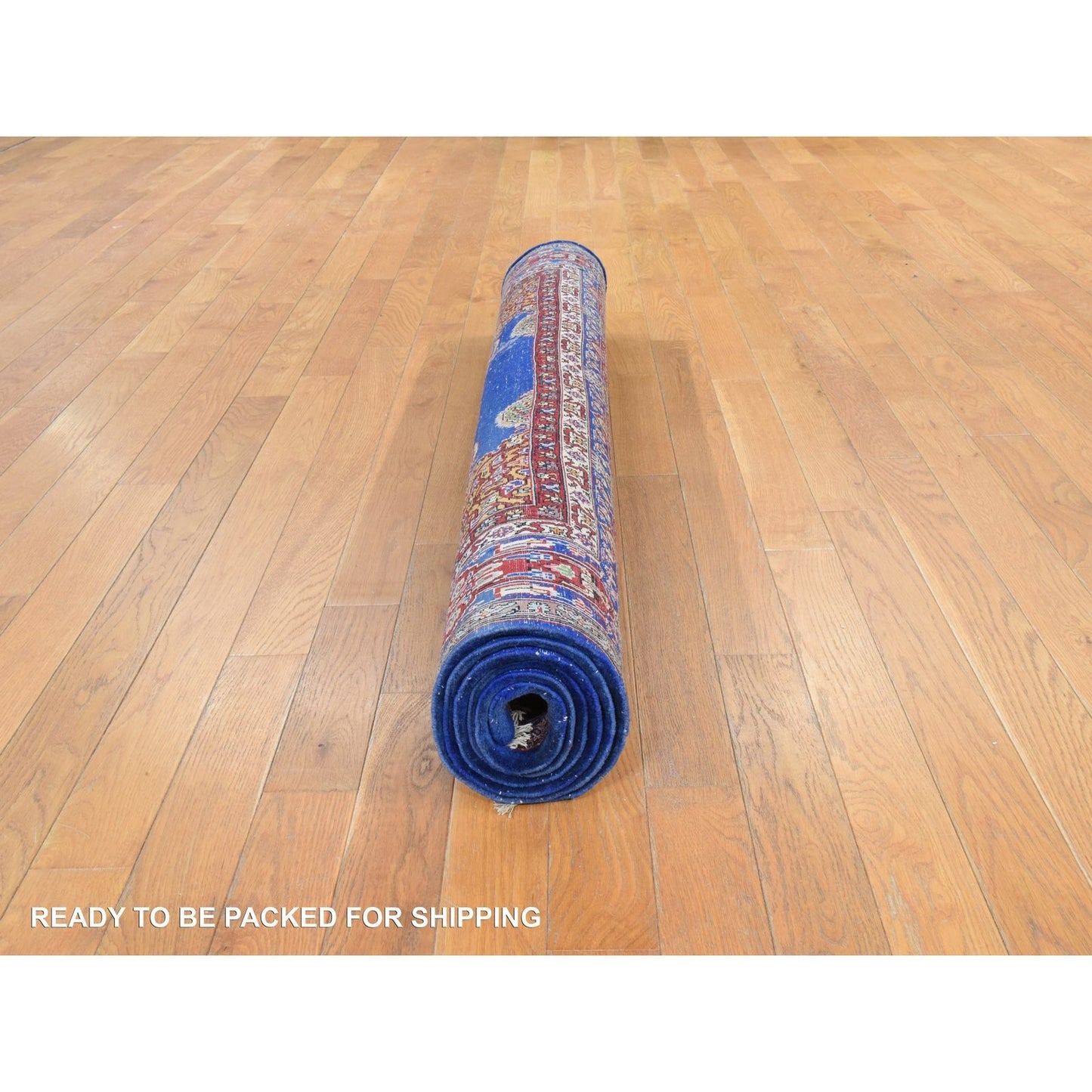 4'7"X7'2" Blue Antique Tebraz Hanging Lamp Design Hand Knotted Wool Rug