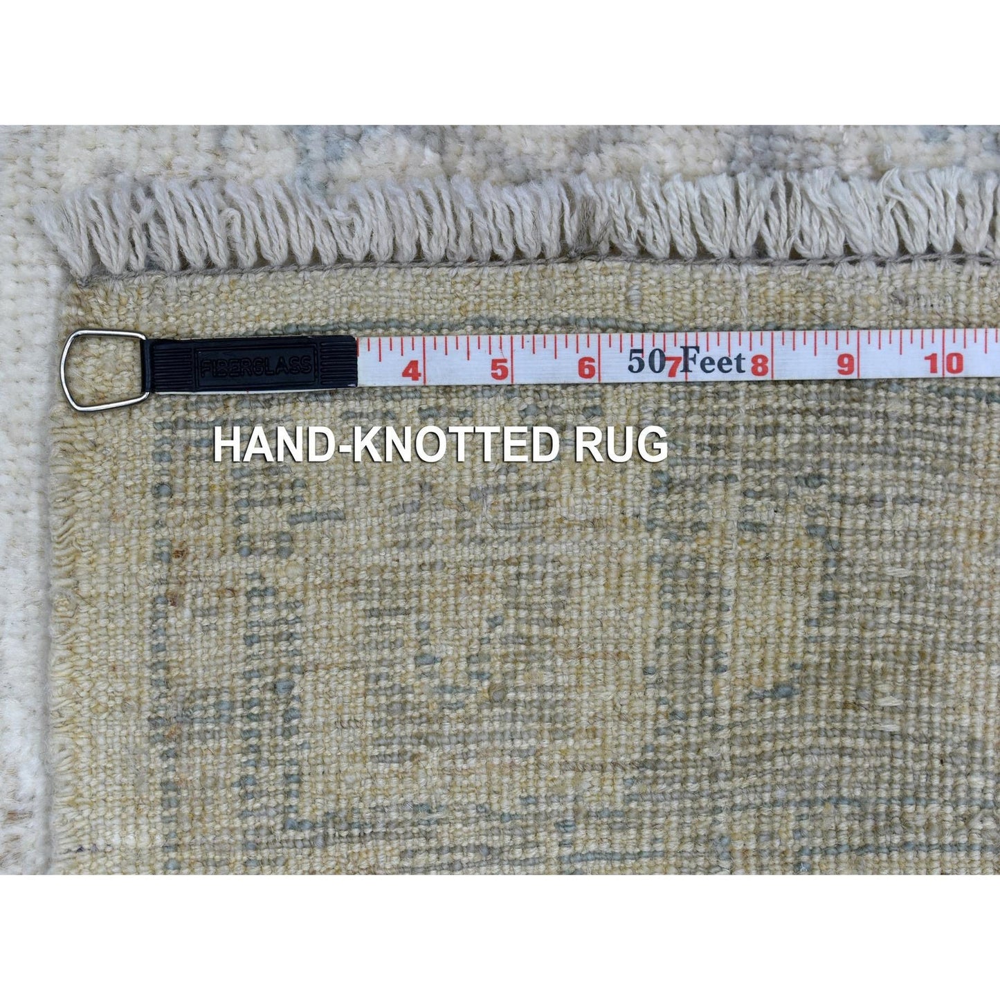 4'X6' Ivory Angora Oushak With All Over Design Hand Knotted Soft Wool Rug