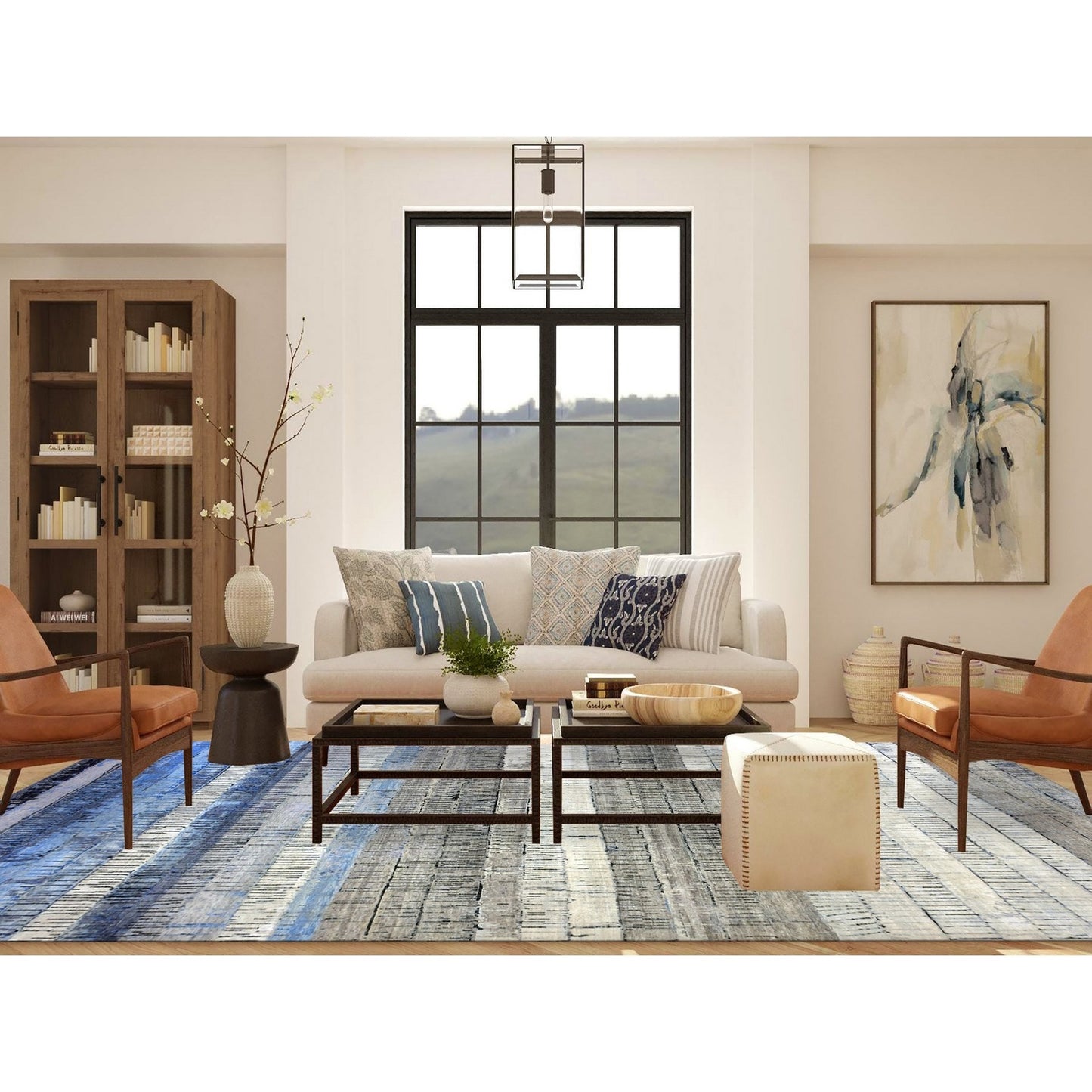 9'X12'5" Gray Brick Design Pure Wool Hand Knotted Oriental Rug