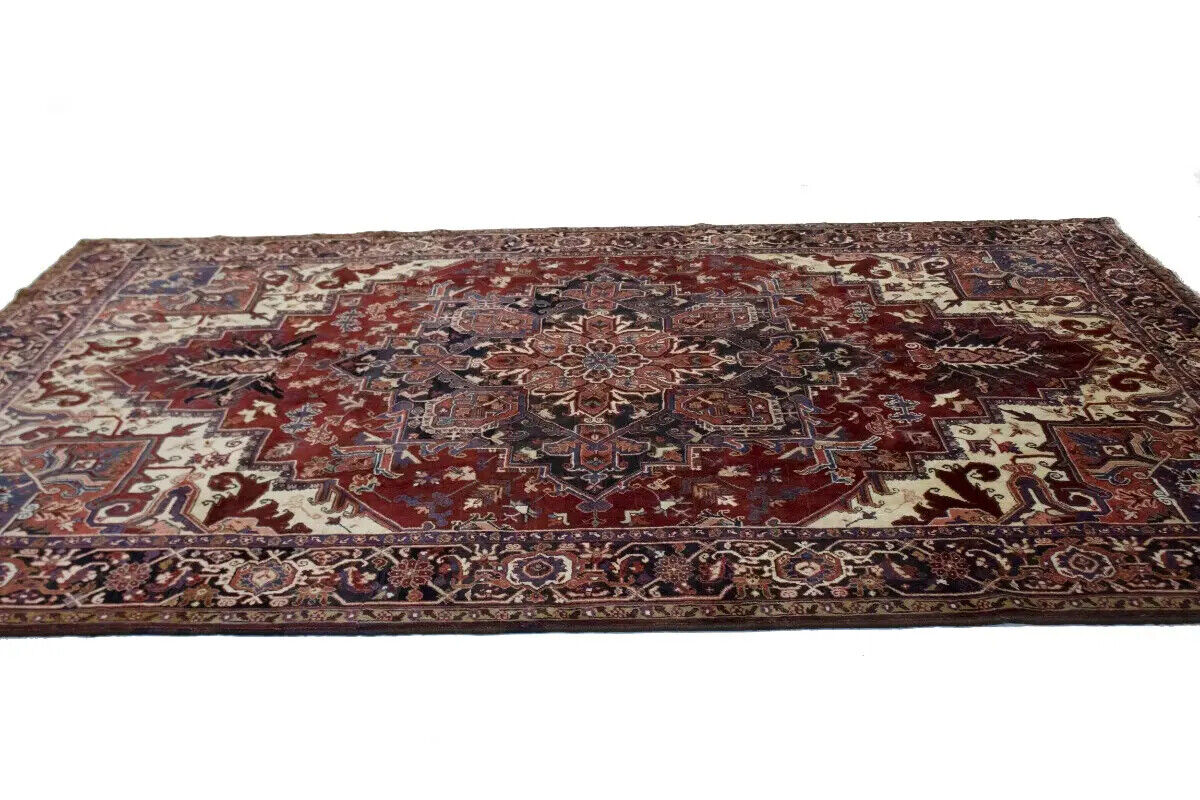 8X11 ft One of a Kind Vintage Geometric Wool Rug