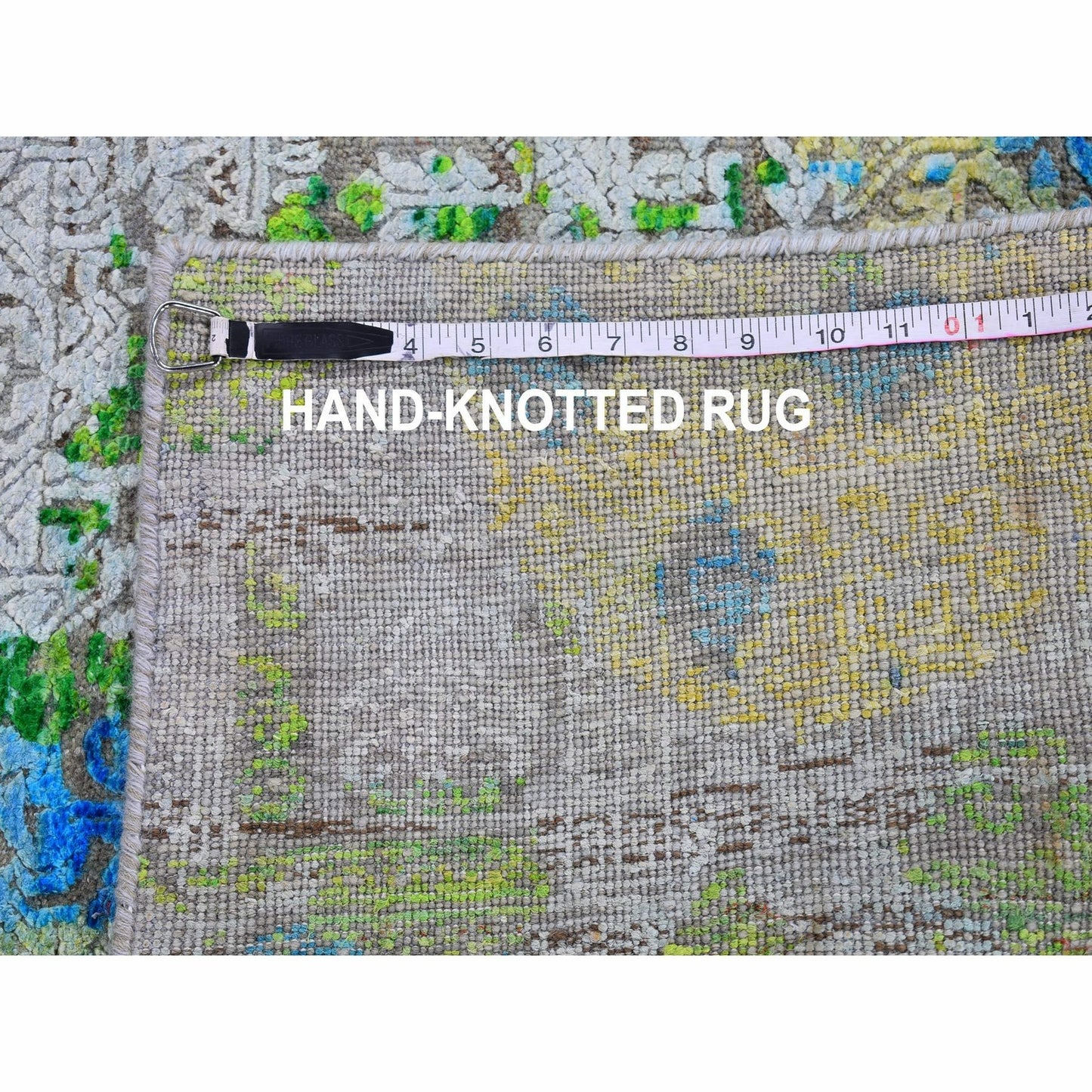 6'X9'4" Jewellery Design Sari Silk With Wool Colorful Hand Knotted Rug