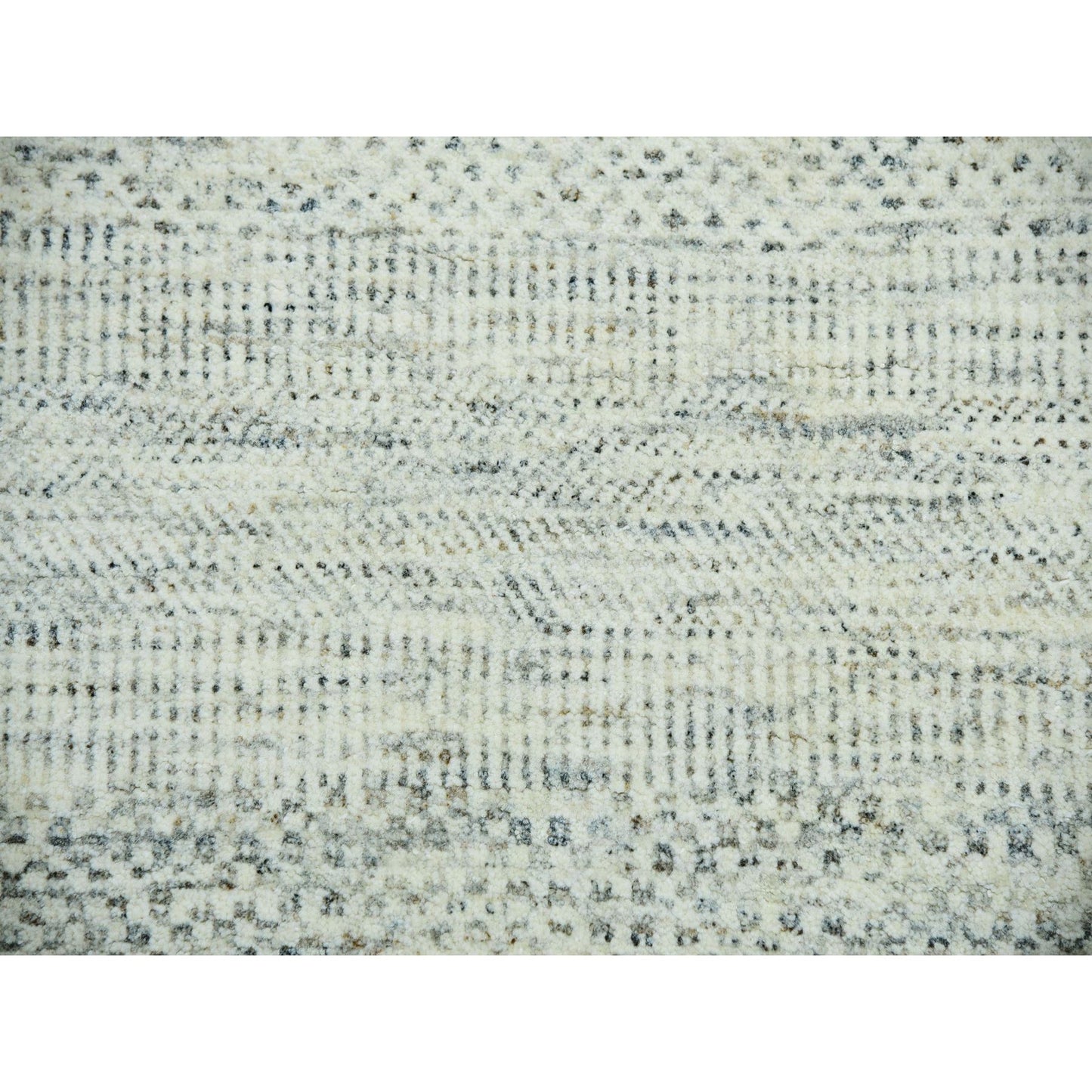 14'X14' Eggnog White Hand Knotted Modern Grass Design Wool Square Rug