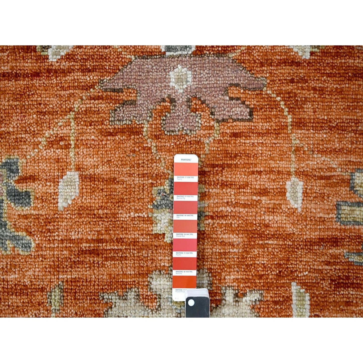 12'X17'8" Orange Wool Hand Knotted Oushak Design Oversize Oriental Rug