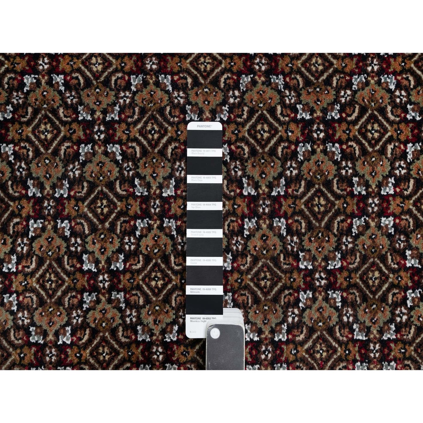 11'8"X15'2" Black Hand Knotted Tebraz Mahi Fish Design Wool Oversized Rug