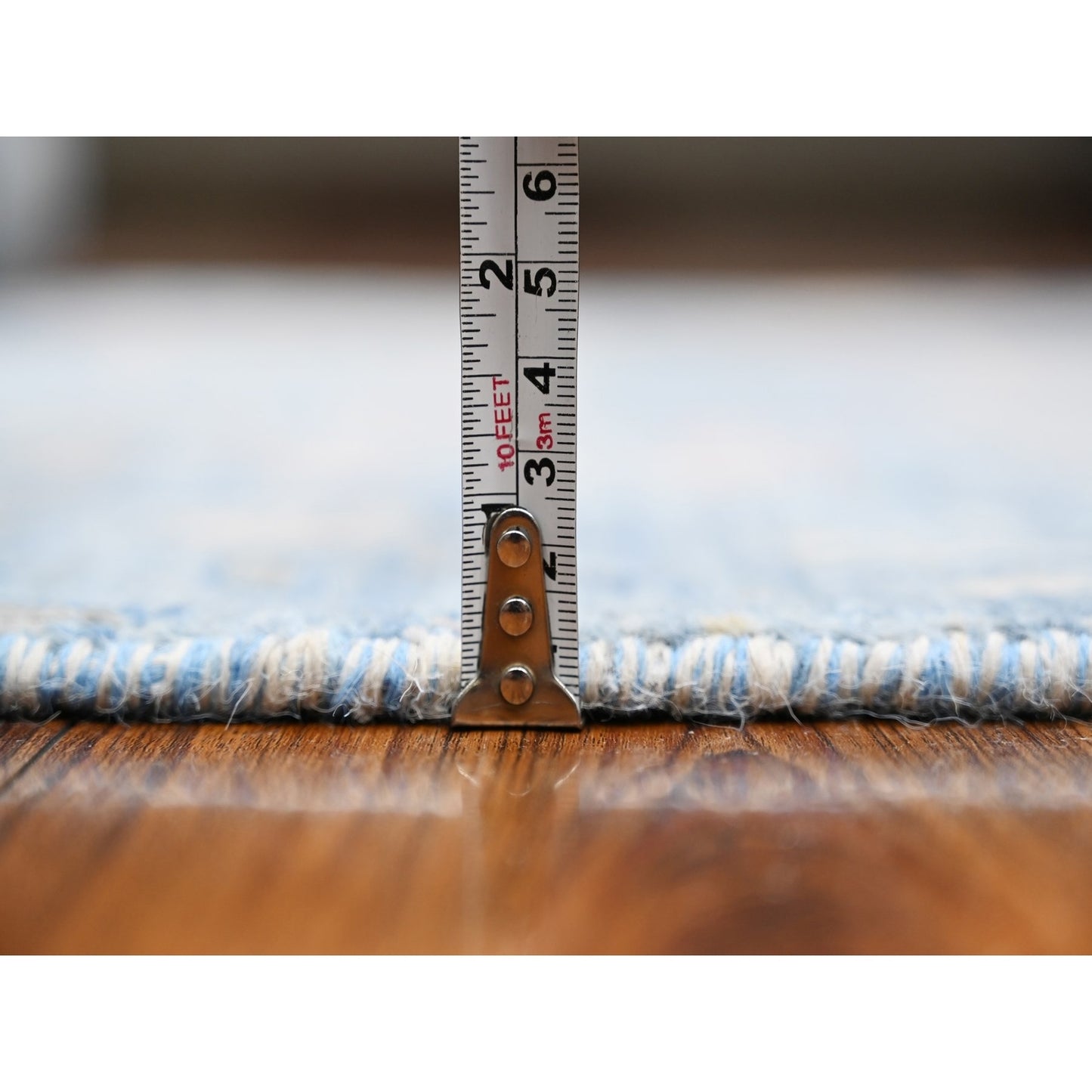 4'X11'10" Blue Wool Peshawar Birds Paradise Hand Knotted Wide Runner Rug
