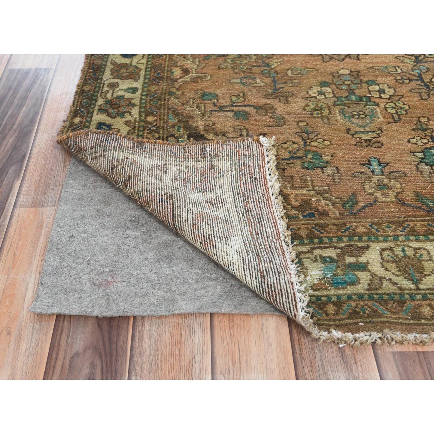 3'3"X9'8" Brown Old Farsian Amadan Hand Knotted Wool Worn Down Runner Rug