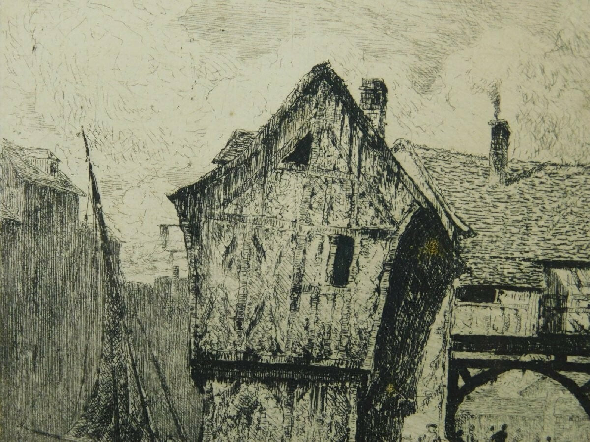 Paul Huet (Paris) Original Etching Pencil Signed Numbered Framed