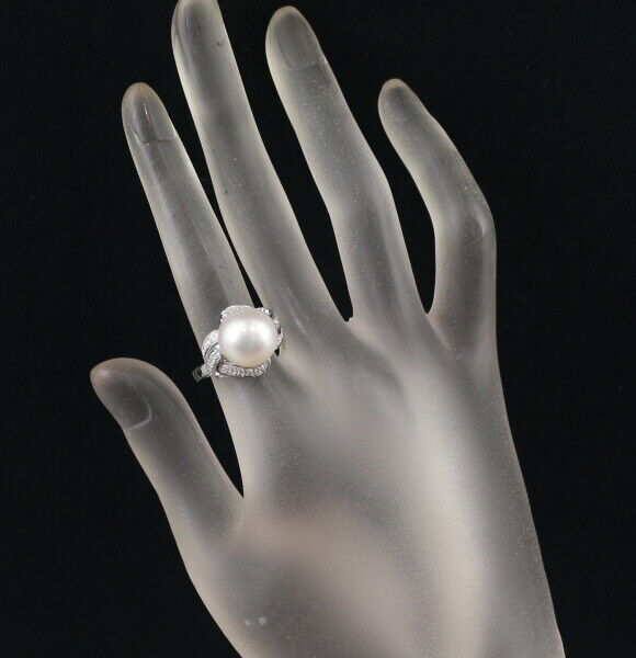 Mikimoto Ring South Sea Pearl 11.4Mm Diamond 0.23Ct Us6-6.25 900 Platinum
