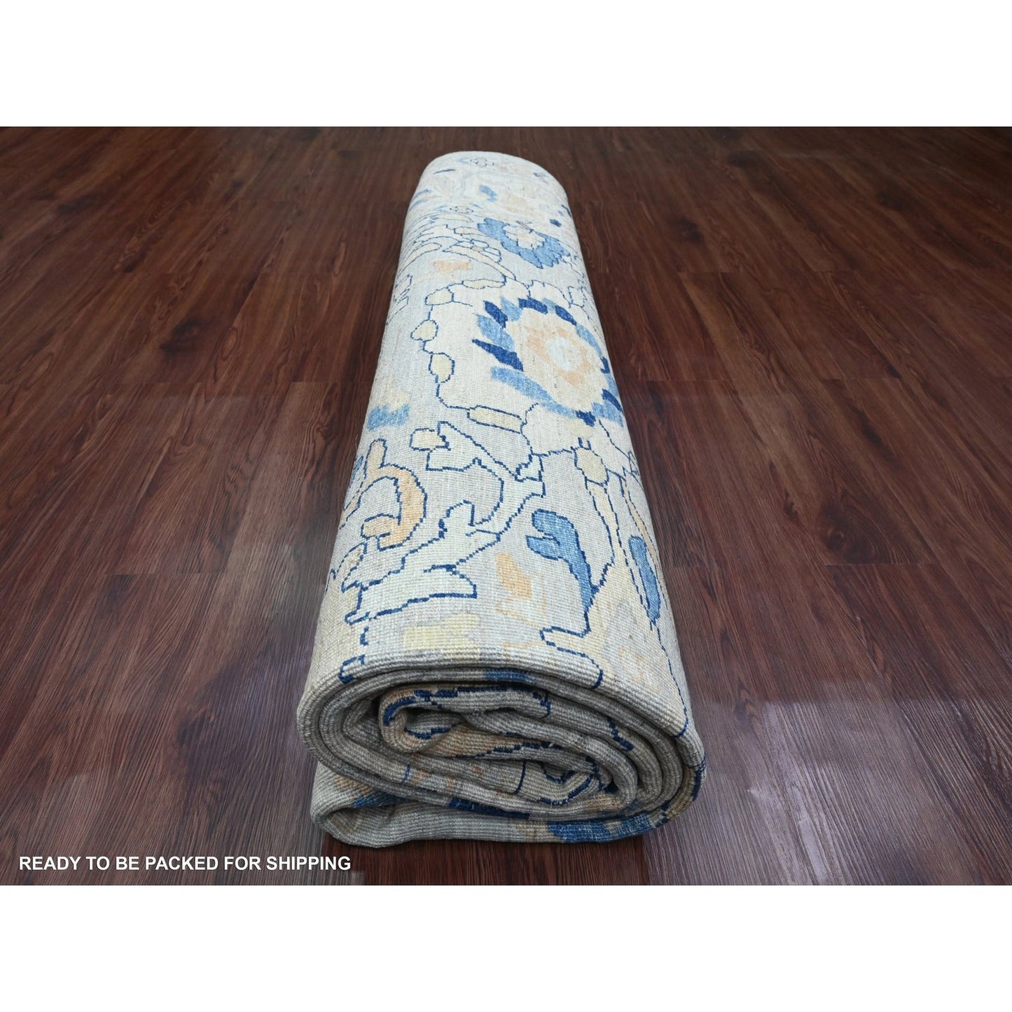 9'X11'7" Oyster Gray Ziegler Mahal Design Peshawar Hand Knotted Wool Rug