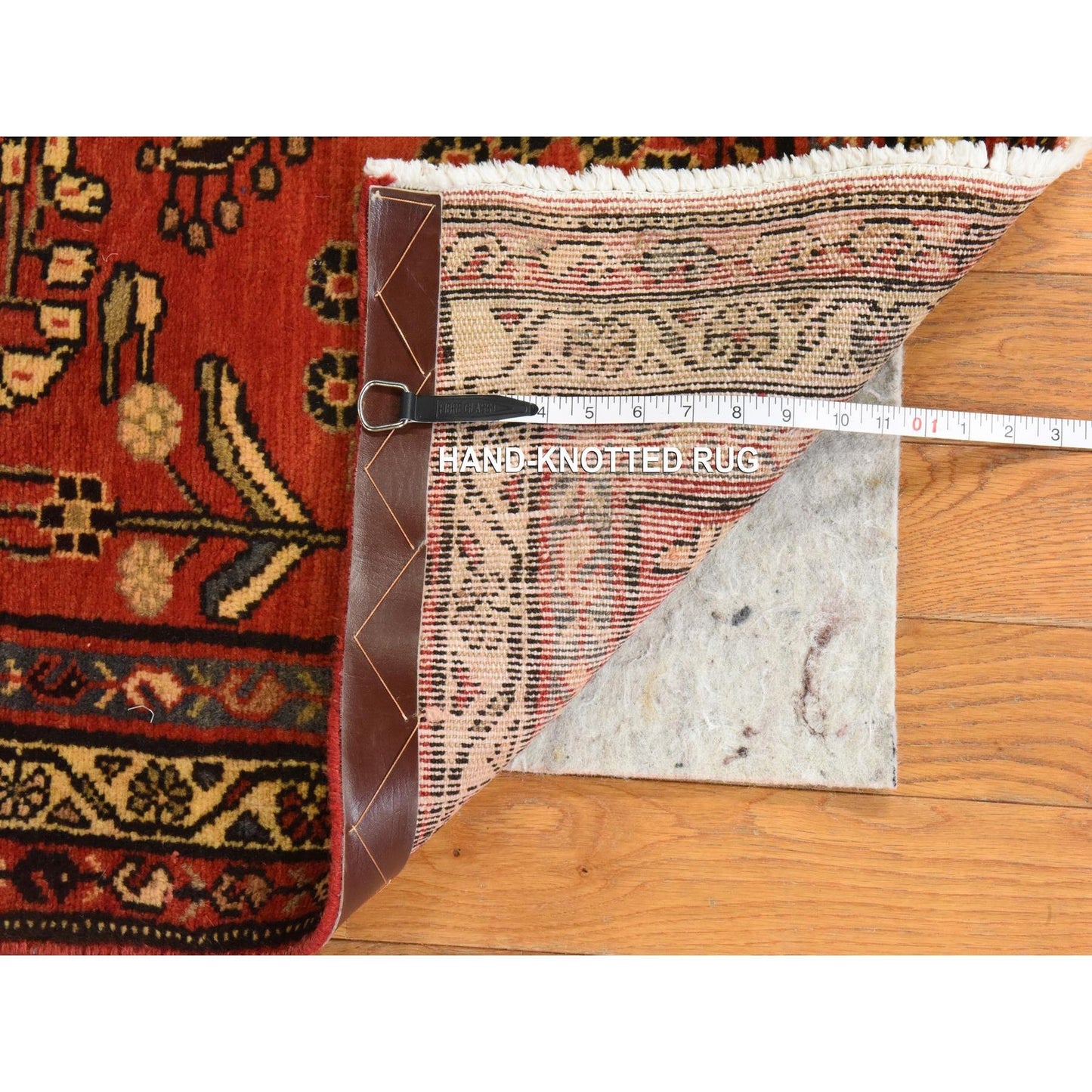 3'4"X9'10" Red Semi Antique Zoroastrian Pure Wool Hand Knotted Runner Rug