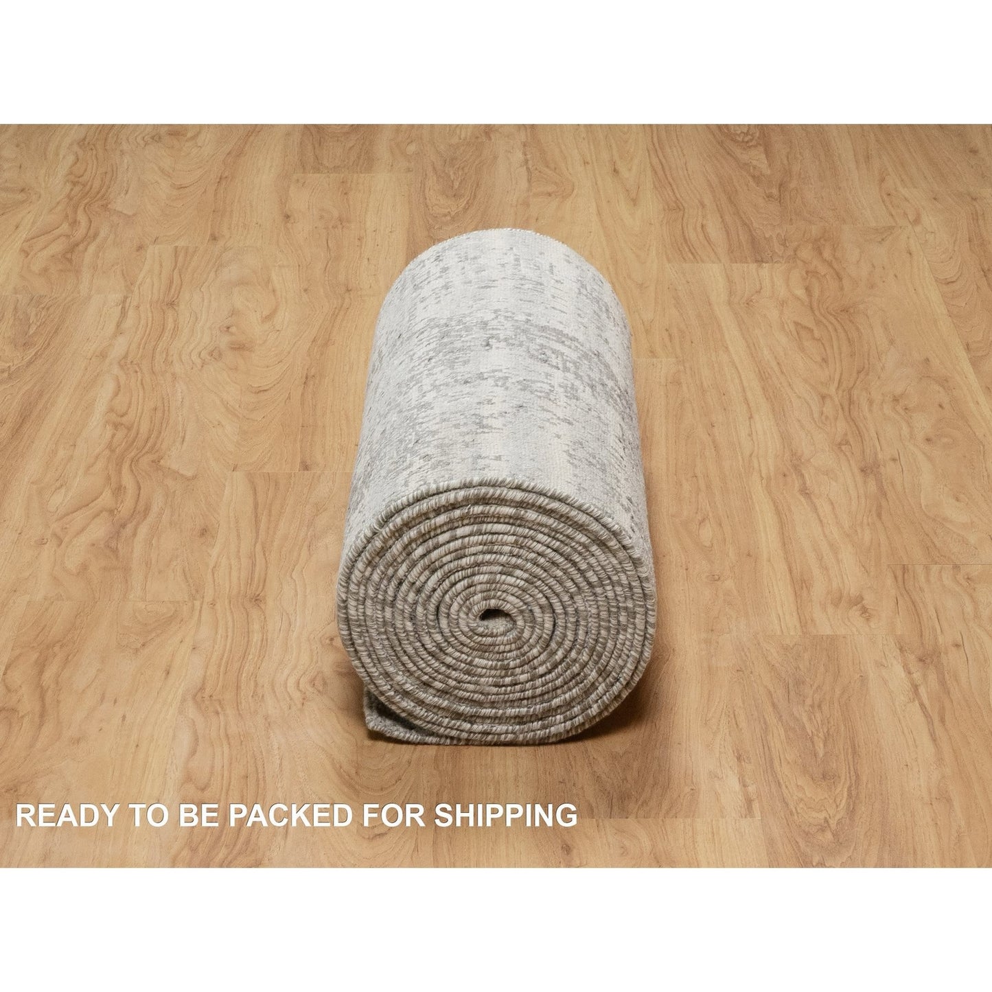 2'6"X26' Gray Hand Knotted Undyed Natural Wool Modern Xl Runner Rug