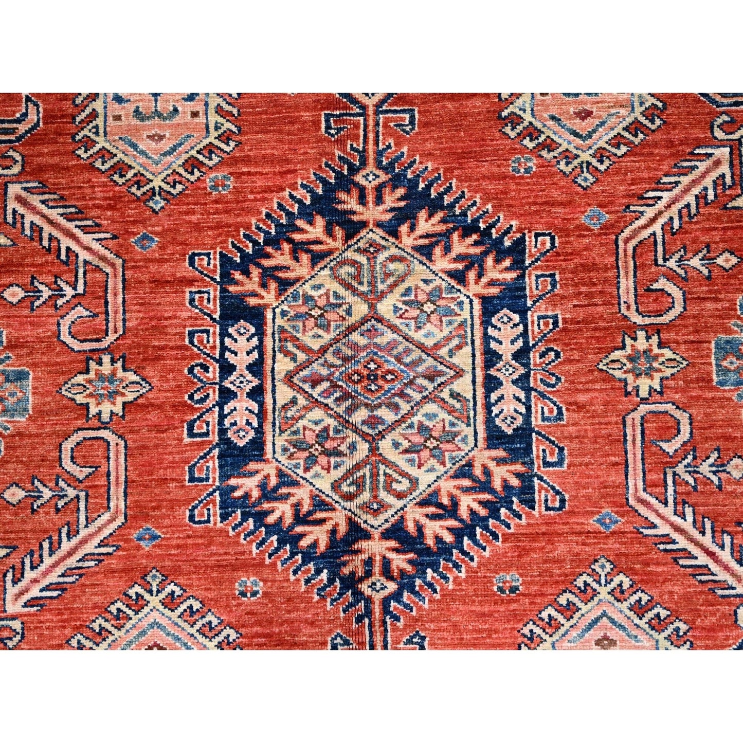 8'1"X10' Gypsy Red Afghan Super Kazak Pure Wool Hand Knotted Oriental Rug
