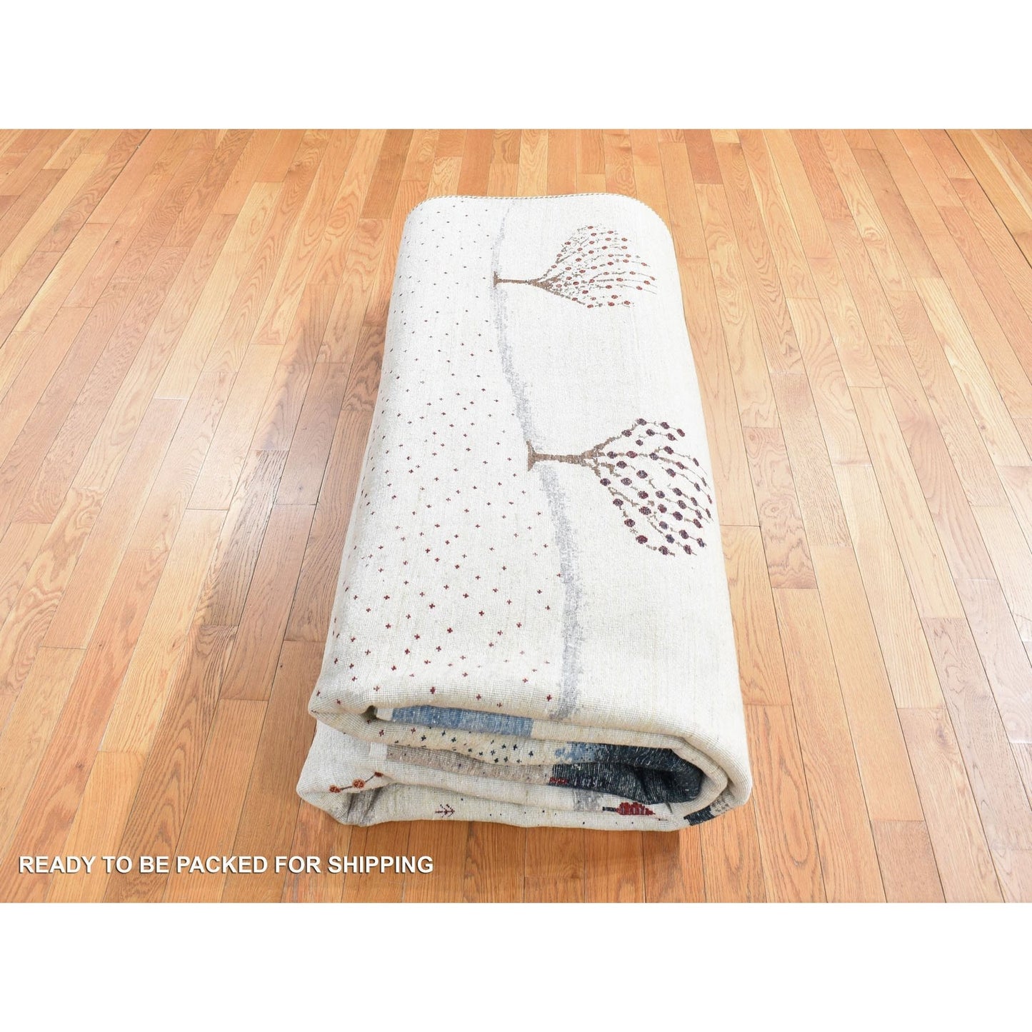 9'X12' Ivory Hand Knotted Modern Design Soft And Plush Wool Oriental Rug