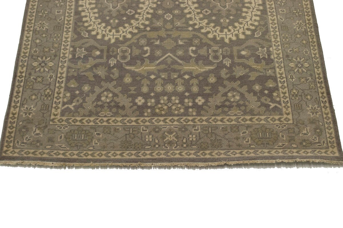 Handmade Brown Floral Oriental Rug Transitional