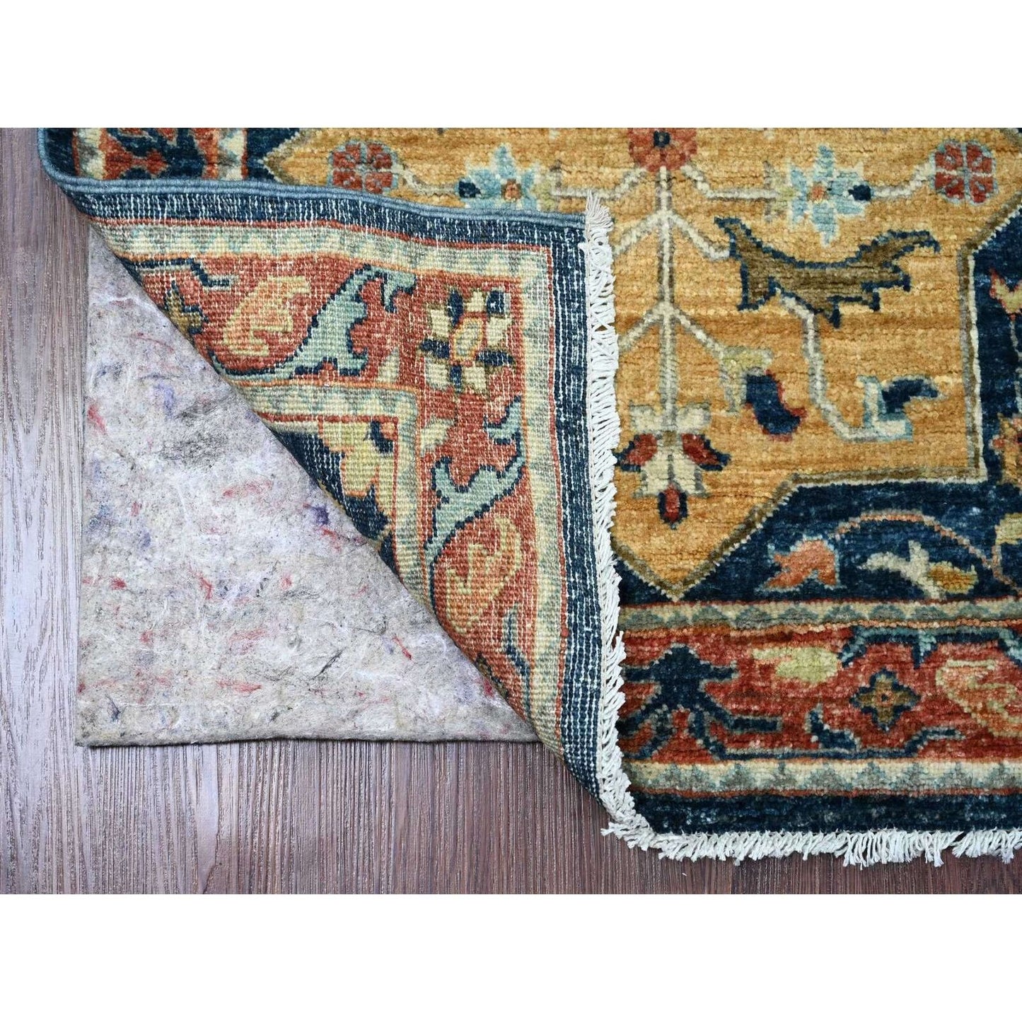 2'5"X6' Yale Blue Caucasian Akstafa Design Wool Hand Knotted Runner Rug