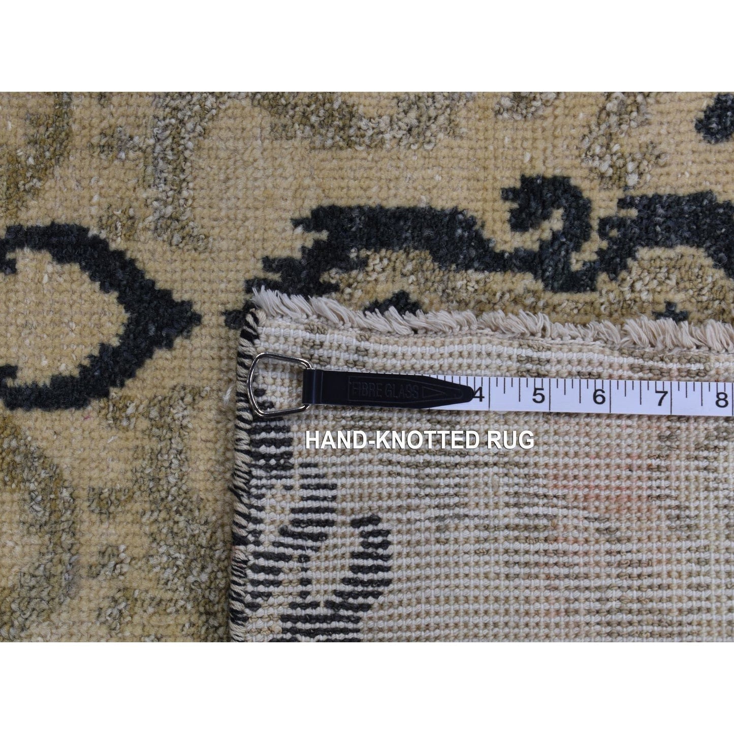 5'10"X8'7" Brown Tone On Tone Ikat Design Pure Wool Hand Knotted Rug
