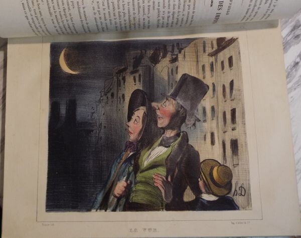 1844 Paris Comique 1St Edition Aubert Hand-Colored Lithographs Vellum Binding