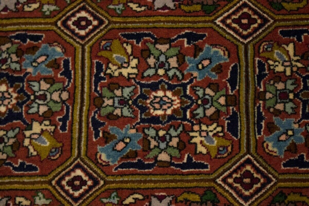 Rare Plush Burnt Orange Floral Wool Area Rug