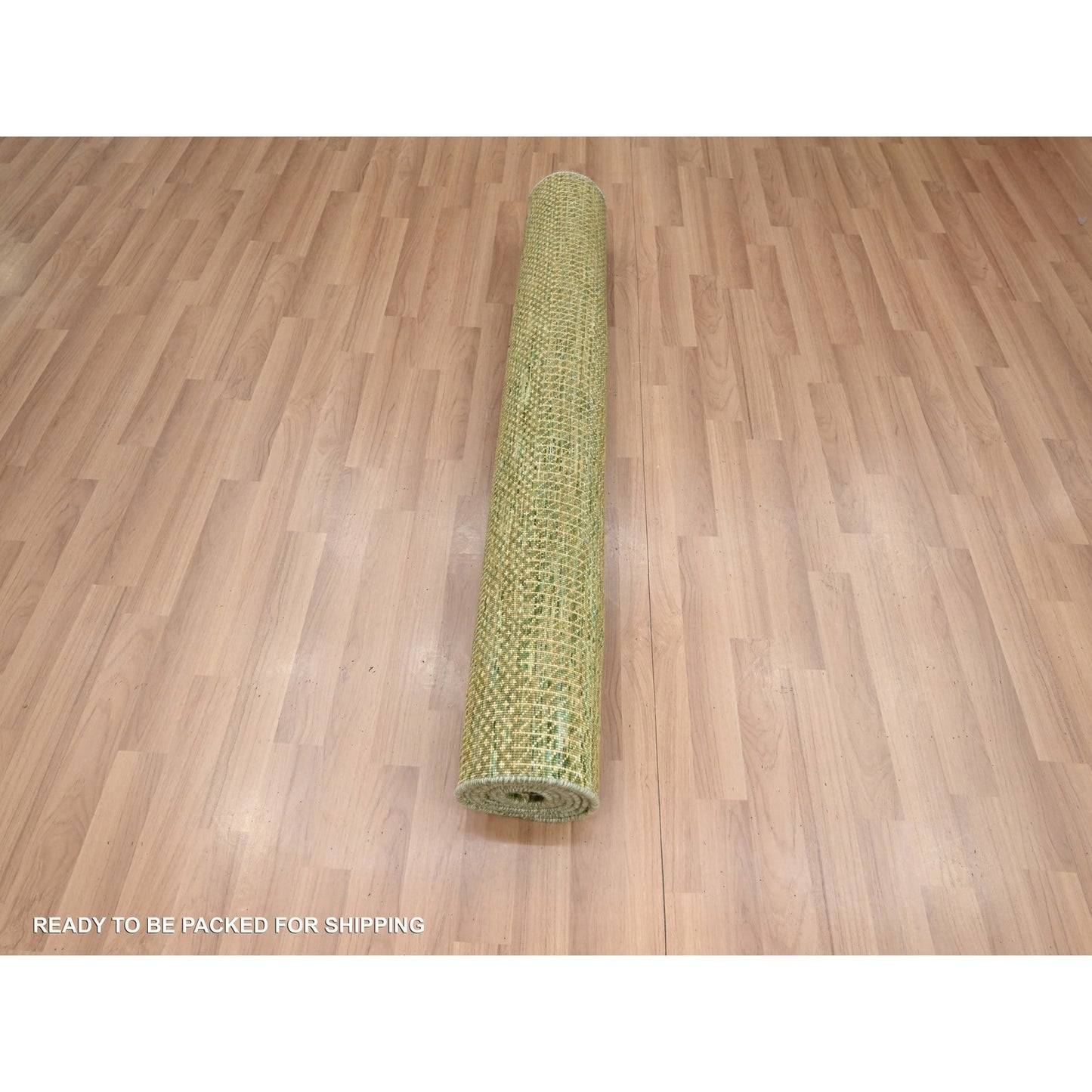 4'X8' Brown Grass Design Hand Knotted Wool And Silk Runner Oriental Rug