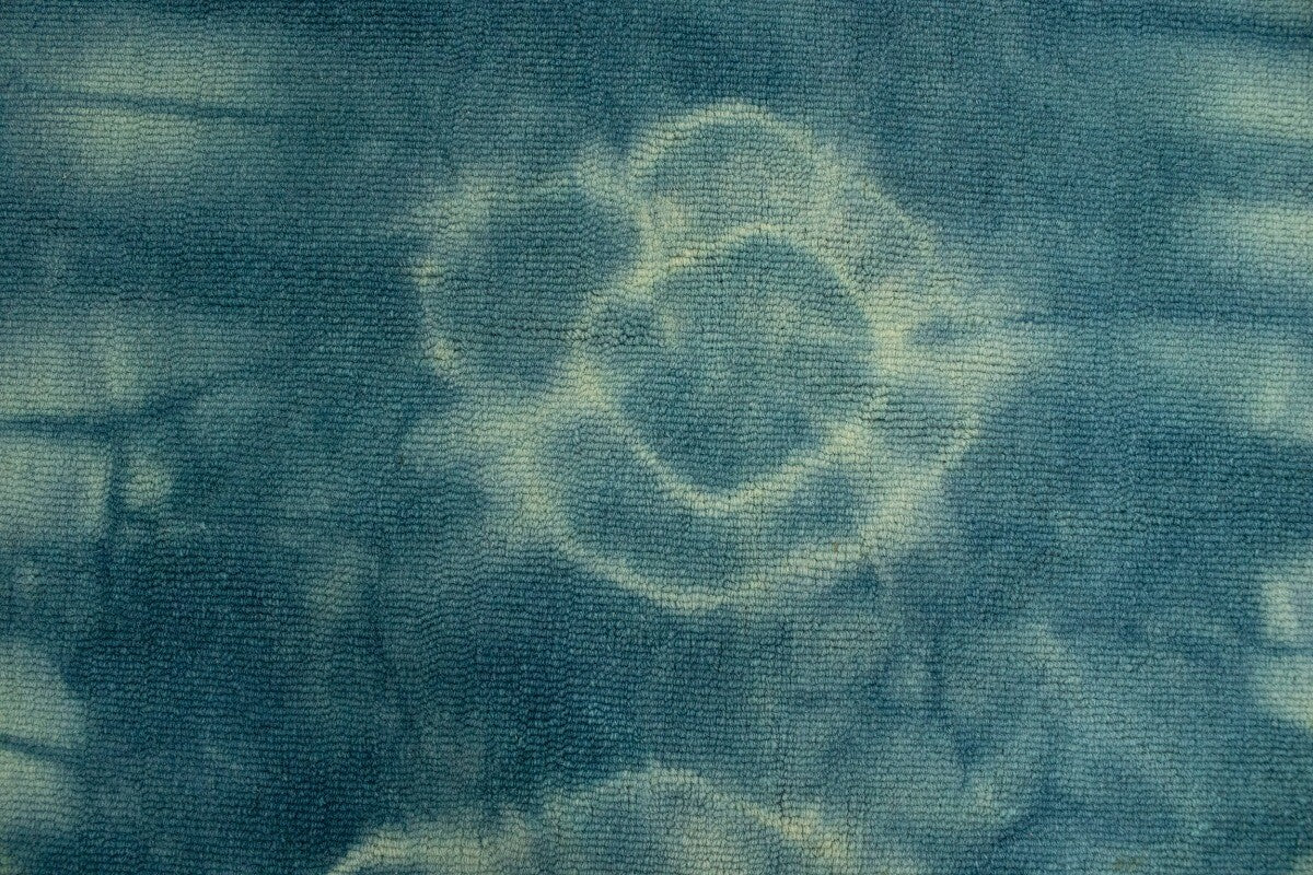 5X8 Ft Hand-Tufted Teal Wool Rug Modern Tie-Dye