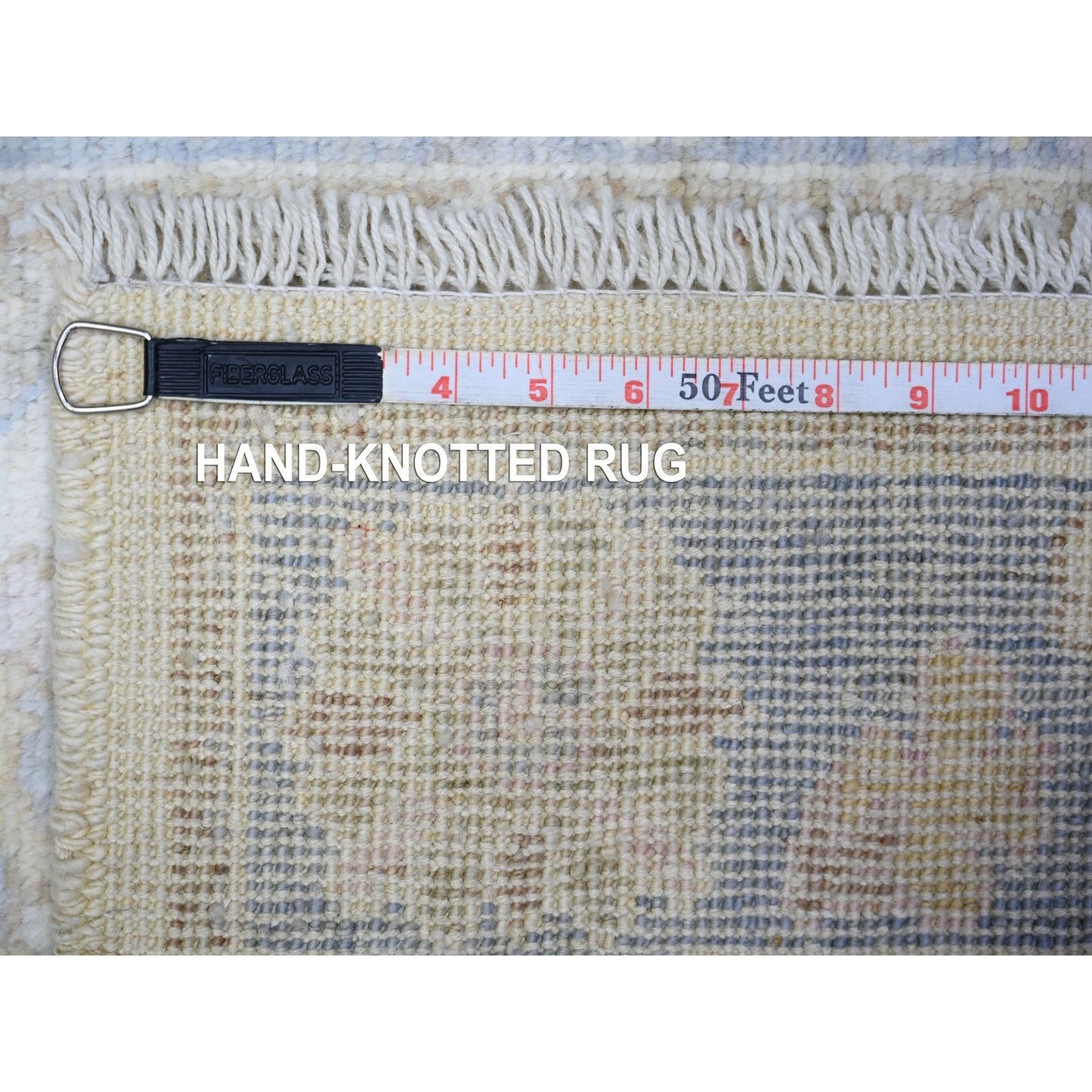 2'8"X17'3" Ivory Wool Hand Knotted Afghan Angora Oushak Xl Runner Rug